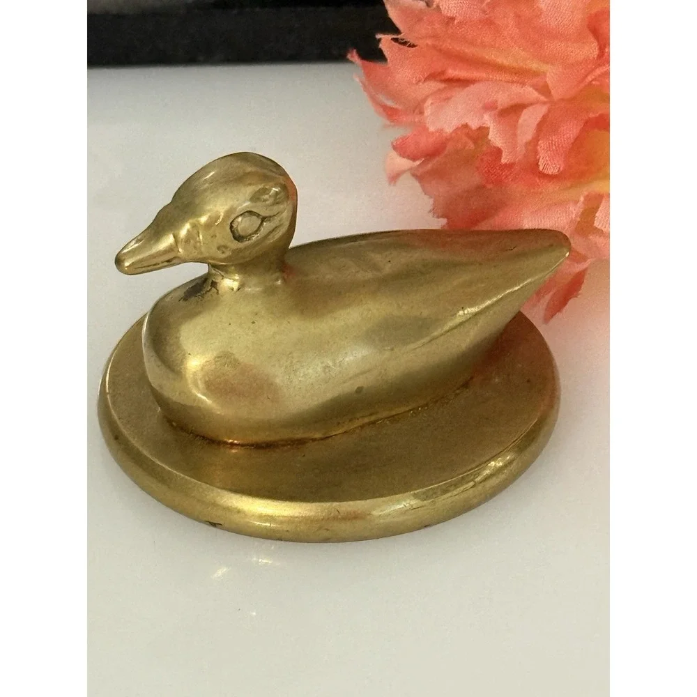 Vintage‎ Brass Mallard Duck Paperweight Desk Decor 2.25